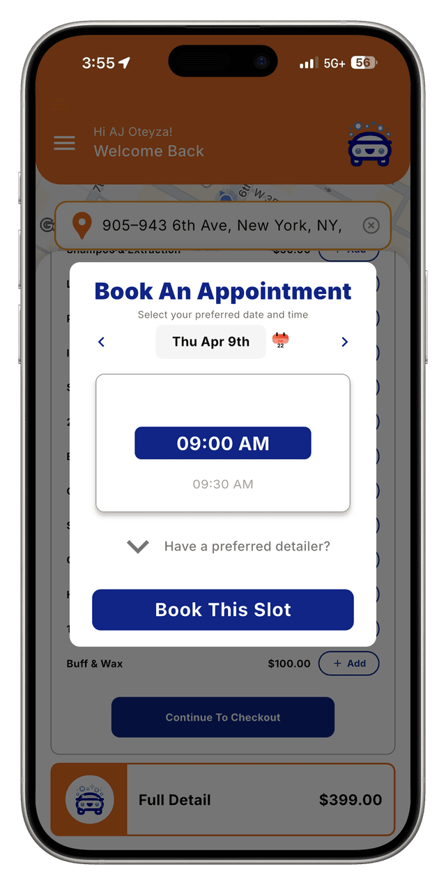 Flexible booking preview