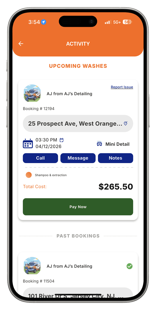 Upcoming bookings preview